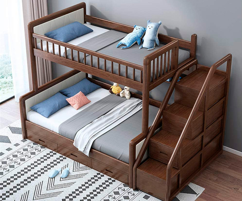 Двухъярусная кровать для малышей с бортиками